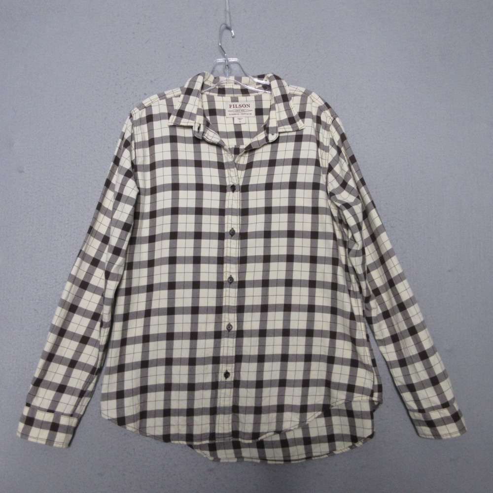 Filson Shirt Women XL Brown Plaid Button‎ Up Gorp Core Outdoor Camp Hike Neutral